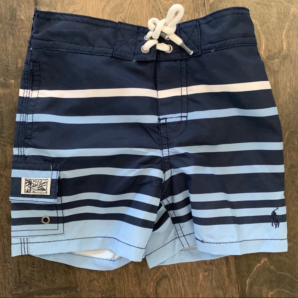 NWT - Ralph Lauren blue swim trunks, 18 mo